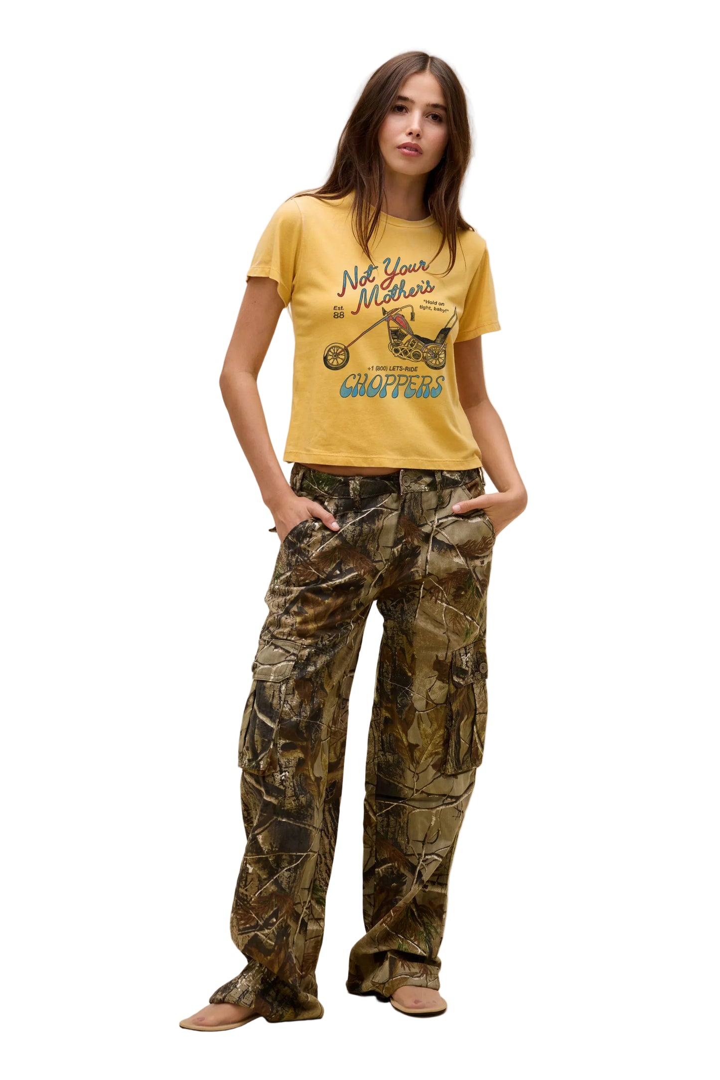 Daydreamer "Not Your Mother's Choppers Burnout Vintage Tee" Womens - Yellow Honey