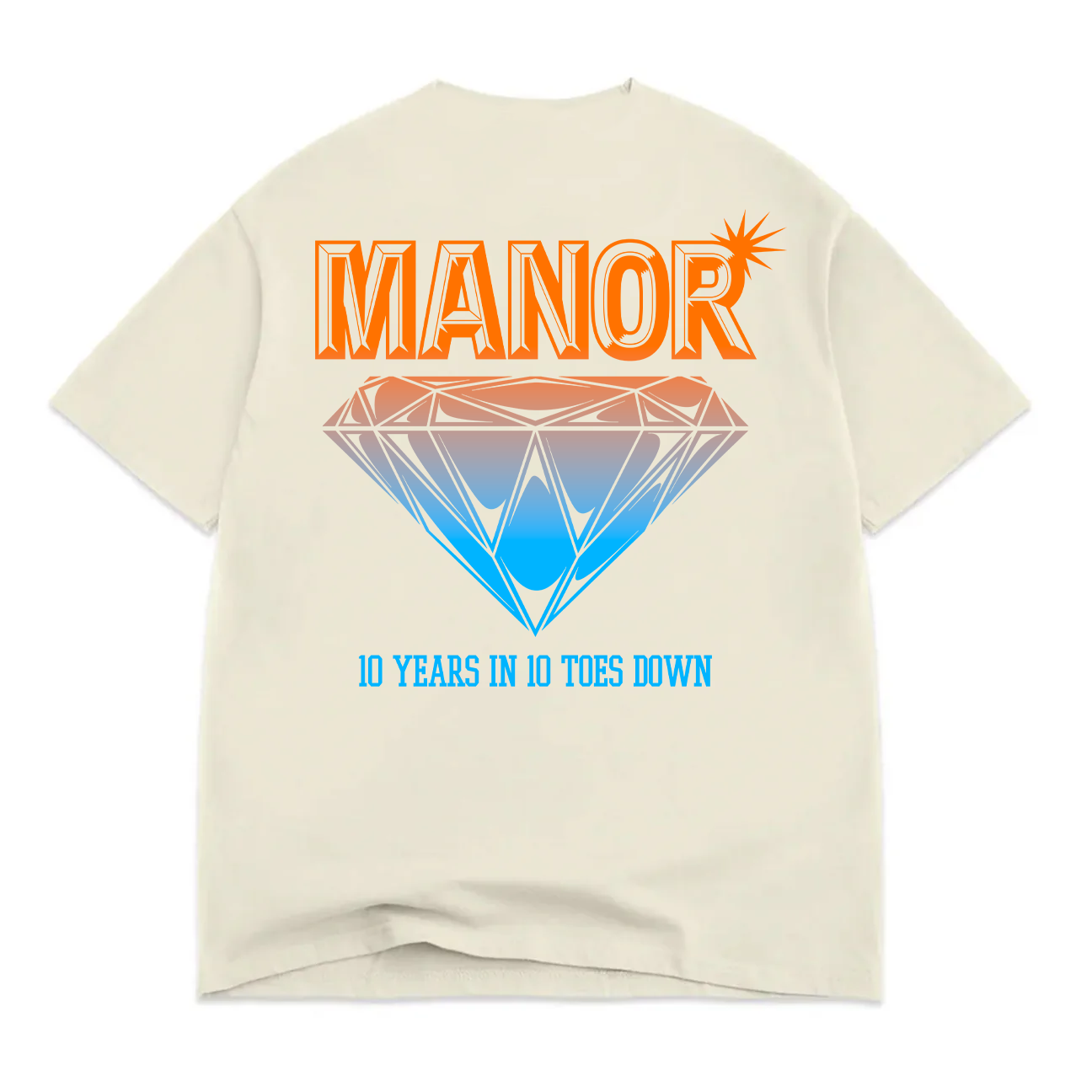 Manor "10 Years In Hangtime T-Shirt" Mens - White Cap Cream