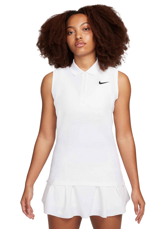 Nike "Dri-Fit Victory VNR Sleeveless Polo" Womens - White