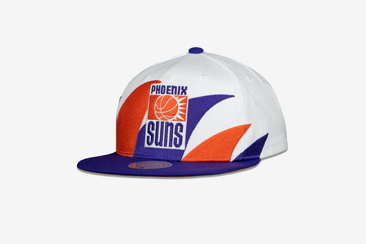 Mitchell & Ness "Suns Double Shark Snapback" Hat - White / Purple / Orange