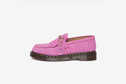 Dr. Martens "Adrian Snaffle Repello Emboss Suede Kiltie Loafers" M - Thrift Pink