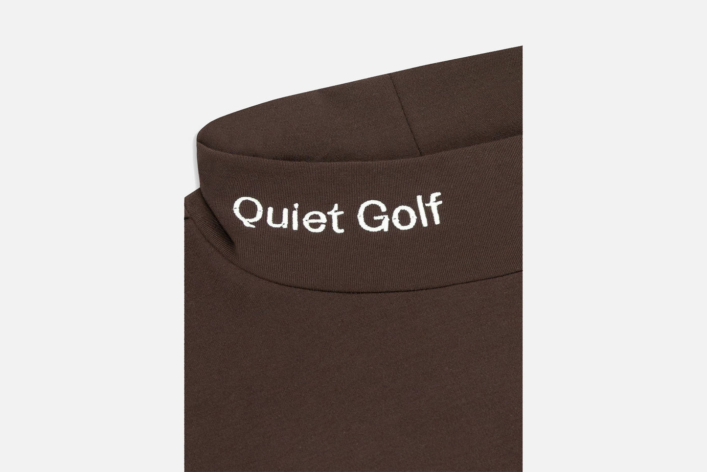 Quiet Golf "Wordmark Mock Neck Tee" M - Brown / White