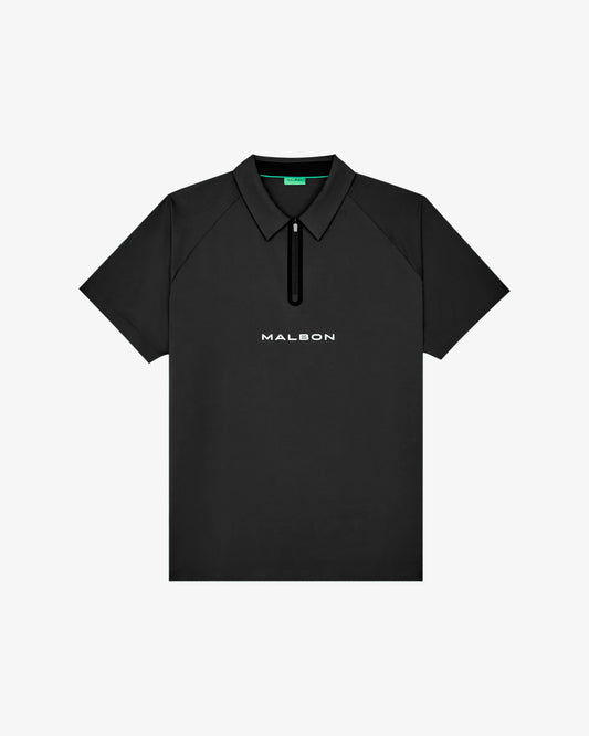 Malbon "Performance Zip Raglan Polo" Mens - Black