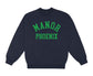 Manor "Mid-Weight Collegiate Crewneck" M - Navy / Green