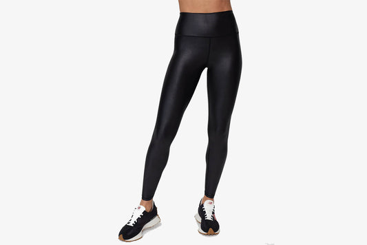 Spiritual Gangster "Intent Shine Jersey High Waist" Leggings W - Black Leather Print