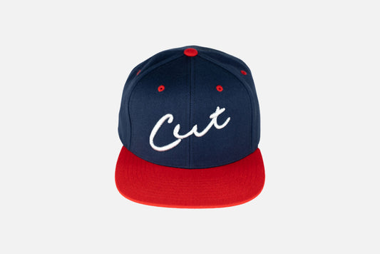 Cut "Founder Snapback" Hat - Navy / Grey / Red Brim