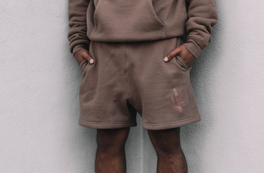 Manor "Core Puff Print" Sweat Shorts" M - Chocolate Brown